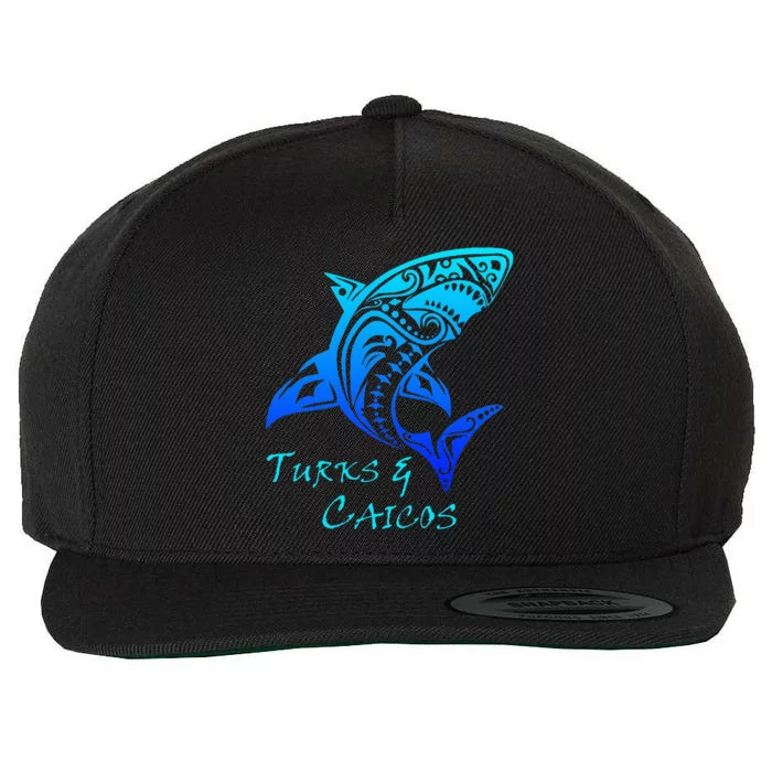 Turks & Caicos Tribal Shark Polynesian Tattoo Style Wool Snapback Cap