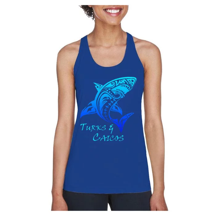 Turks & Caicos Tribal Shark Polynesian Tattoo Style Women's Racerback Tank