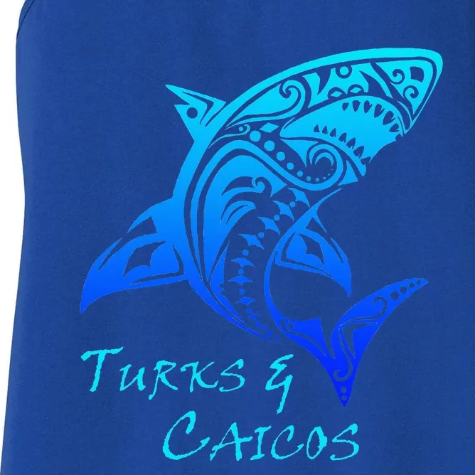 Turks & Caicos Tribal Shark Polynesian Tattoo Style Women's Racerback Tank