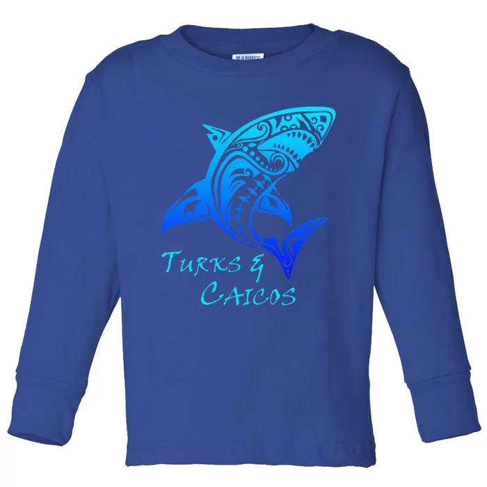 Turks & Caicos Tribal Shark Polynesian Tattoo Style Toddler Long Sleeve Shirt