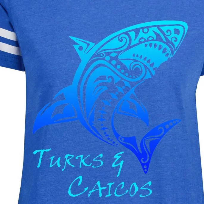 Turks & Caicos Tribal Shark Polynesian Tattoo Style Enza Ladies Jersey Football T-Shirt