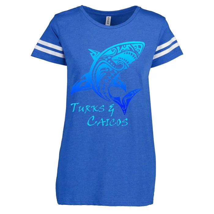 Turks & Caicos Tribal Shark Polynesian Tattoo Style Enza Ladies Jersey Football T-Shirt