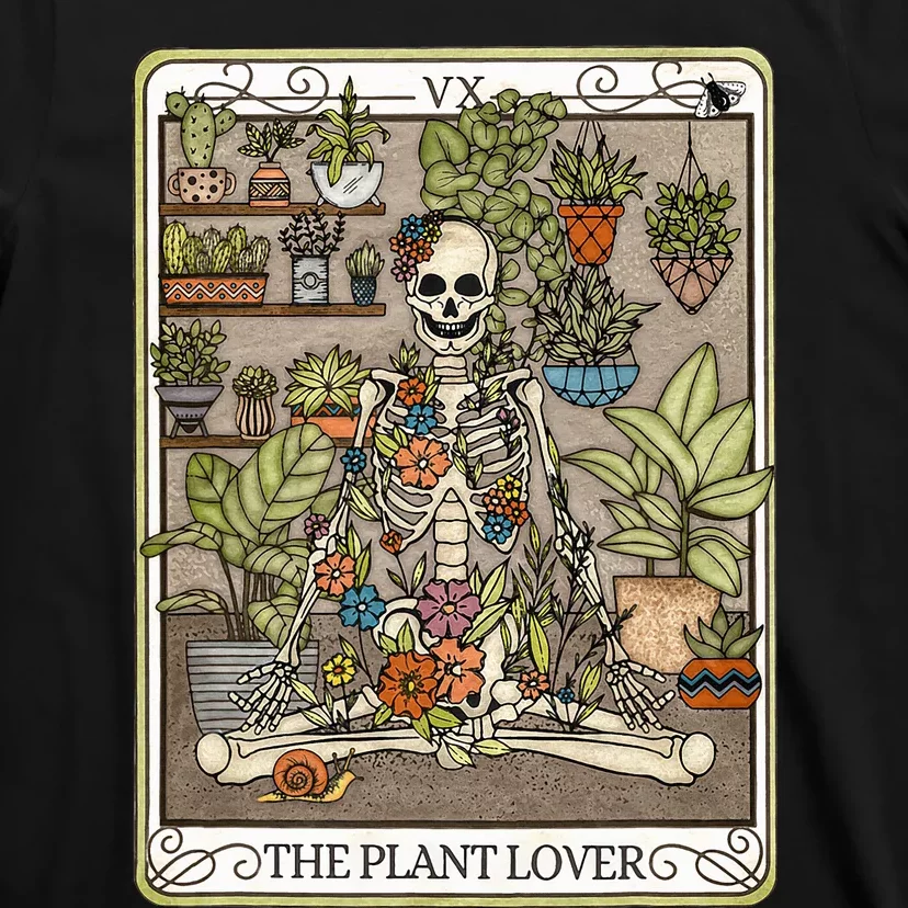 Tarot Card The Plant Lover Skeleton Spooky T-Shirt