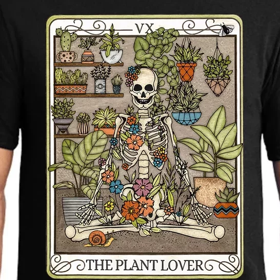 Tarot Card The Plant Lover Skeleton Spooky Pajama Set