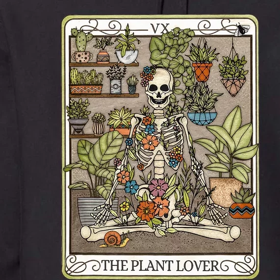 Tarot Card The Plant Lover Skeleton Spooky Premium Hoodie