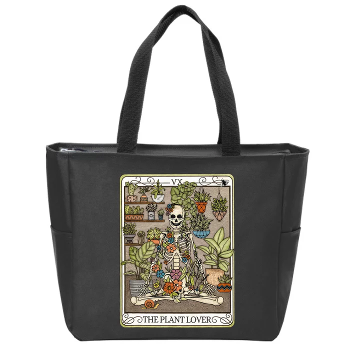 Tarot Card The Plant Lover Skeleton Spooky Zip Tote Bag