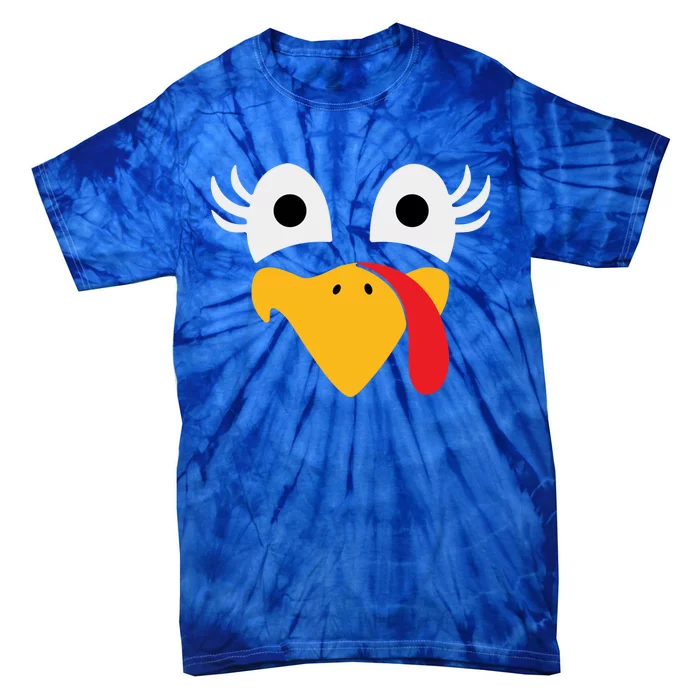 Thanksgiving Costume Turkey Face Funny Gift Tie-Dye T-Shirt