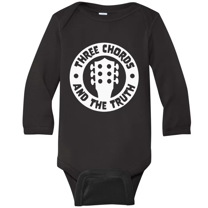 Three Chords & The Truth Country Folk Music Acoustic Guitar Baby Long Sleeve Bodysuit