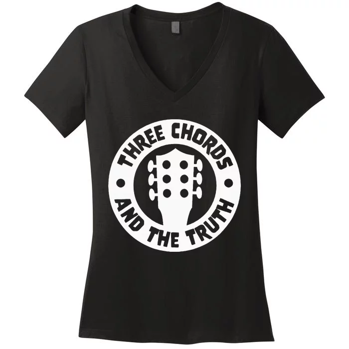 Three Chords & The Truth Country Folk Music Acoustic Guitar Women's V-Neck T-Shirt