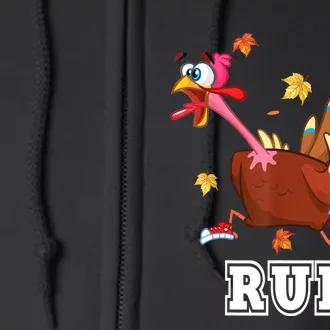 Thanksgiving Costume Turkey Run Running Turkey Trot Full Zip Hoodie