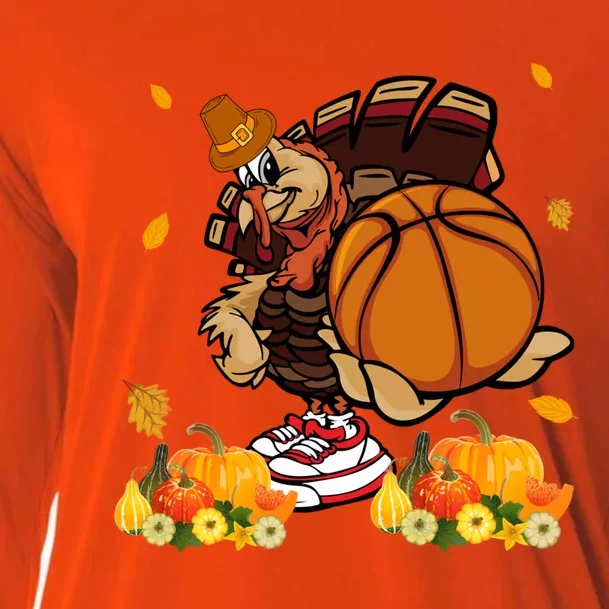 Thanksgiving Cool Turkey Playing Basketball Player Lover Gift Cooling Performance Long Sleeve Crew