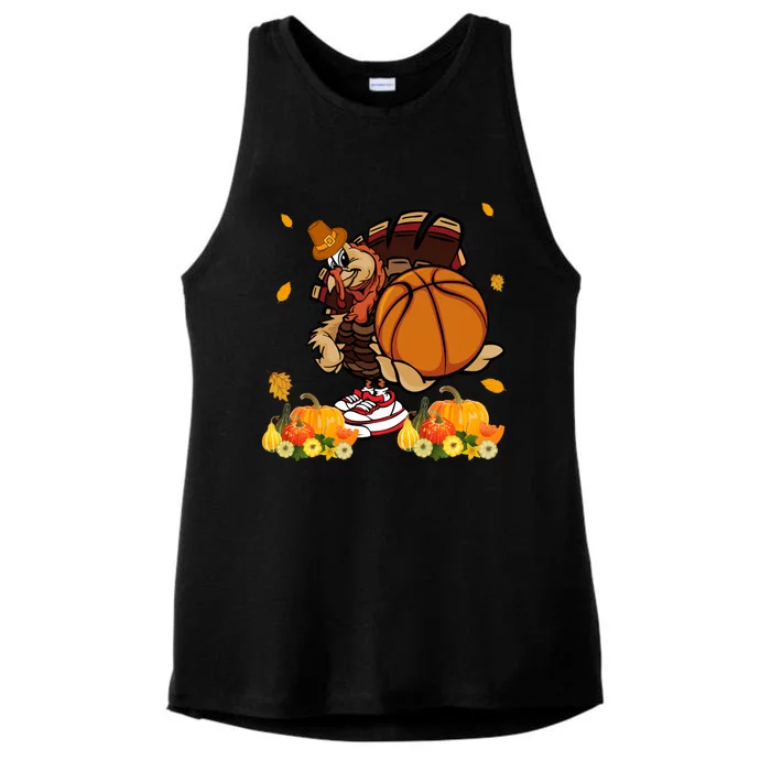 Thanksgiving Cool Turkey Playing Basketball Player Lover Gift Ladies Tri-Blend Wicking Tank