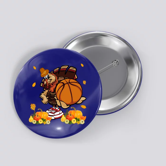 Thanksgiving Cool Turkey Playing Basketball Player Lover Gift Button