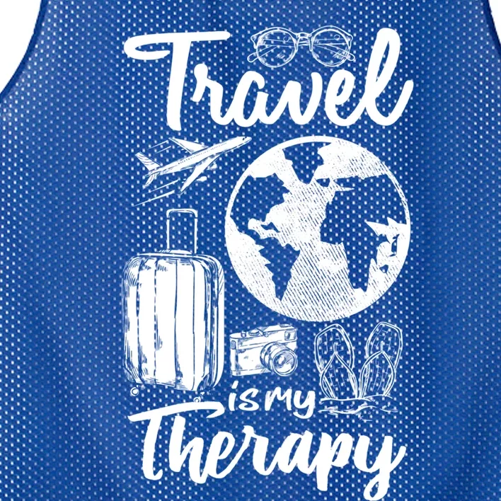 Traveling Camping Trip World Traveler Travel Is My Therapy Gift Mesh Reversible Basketball Jersey Tank