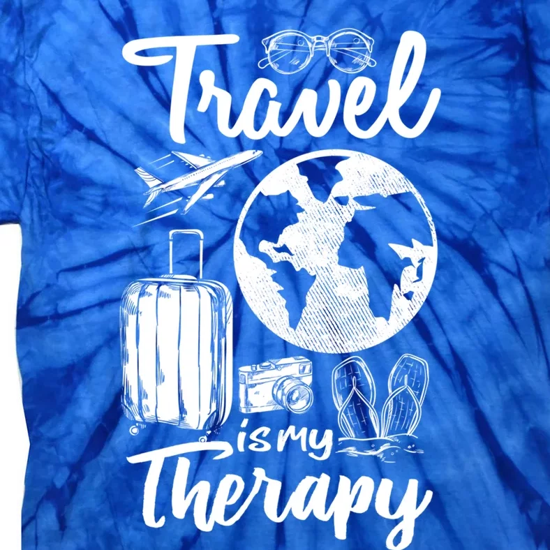 Traveling Camping Trip World Traveler Travel Is My Therapy Gift Tie-Dye T-Shirt