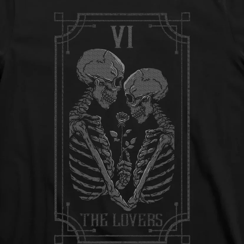 Tarot Card The Lovers Skeleton Goth Halloween Witch T-Shirt