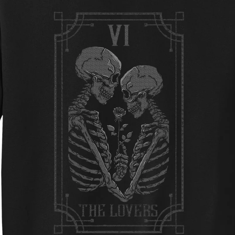 Tarot Card The Lovers Skeleton Goth Halloween Witch Tall Sweatshirt