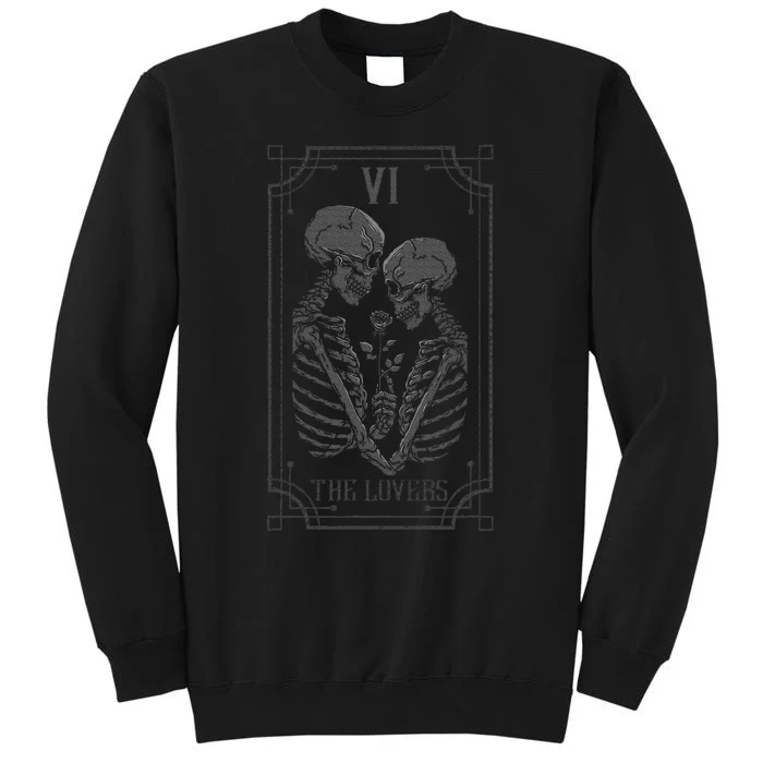 Tarot Card The Lovers Skeleton Goth Halloween Witch Tall Sweatshirt