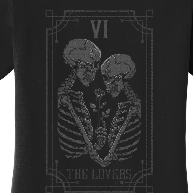 Tarot Card The Lovers Skeleton Goth Halloween Witch Women's T-Shirt