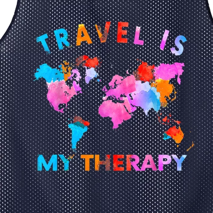 Traveler Camping Trip World Statement Travel Is My Therapy Mesh Reversible Basketball Jersey Tank