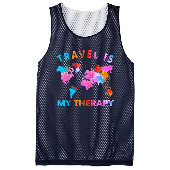 Traveler Camping Trip World Statement Travel Is My Therapy Mesh Reversible Basketball Jersey Tank