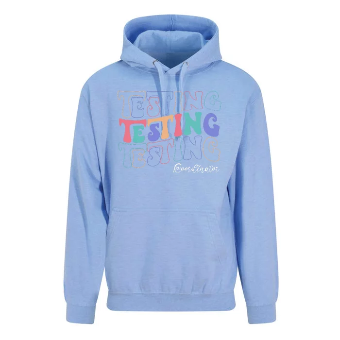 Testing Coordinator Testing Day Squad Teacher Retro Groovy Unisex Surf Hoodie