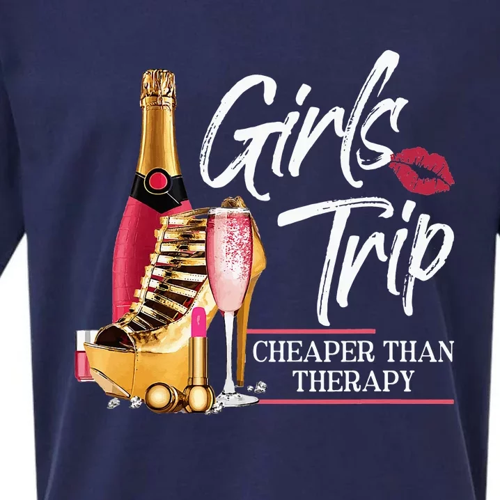 Trip Cheaper Than A Therapy Funny Wine Party Sueded Cloud Jersey T-Shirt