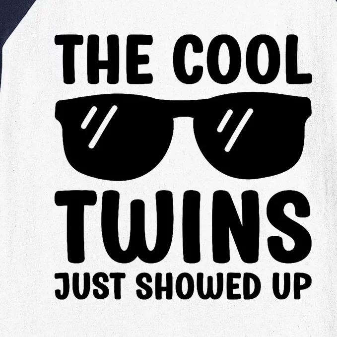 The Cool Twins Just Showed Up Funny Twin Twinning Matching Baseball Sleeve Shirt