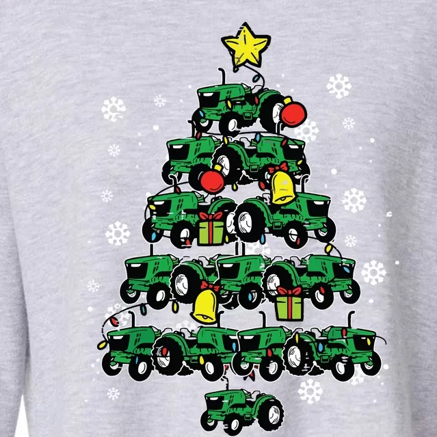 Tractor Christmas Tree Xmas Farmer Women Cropped Pullover Crew