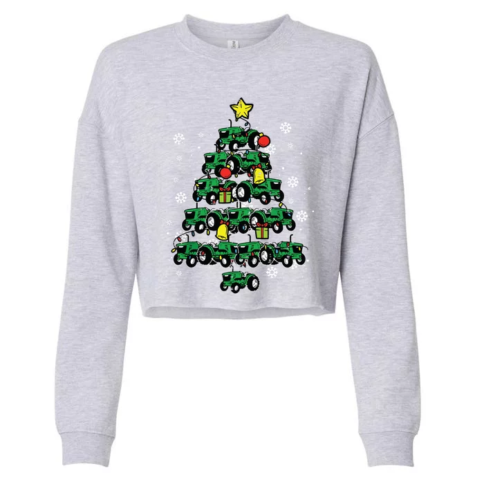 Tractor Christmas Tree Xmas Farmer Women Cropped Pullover Crew