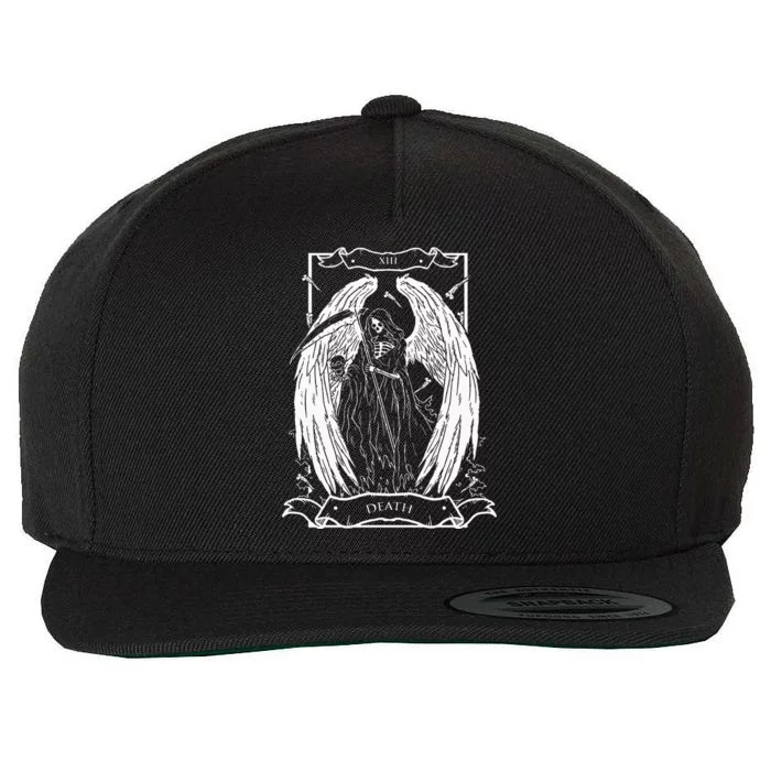 Tarot Card The Death XIII Angel Skull Style Wool Snapback Cap