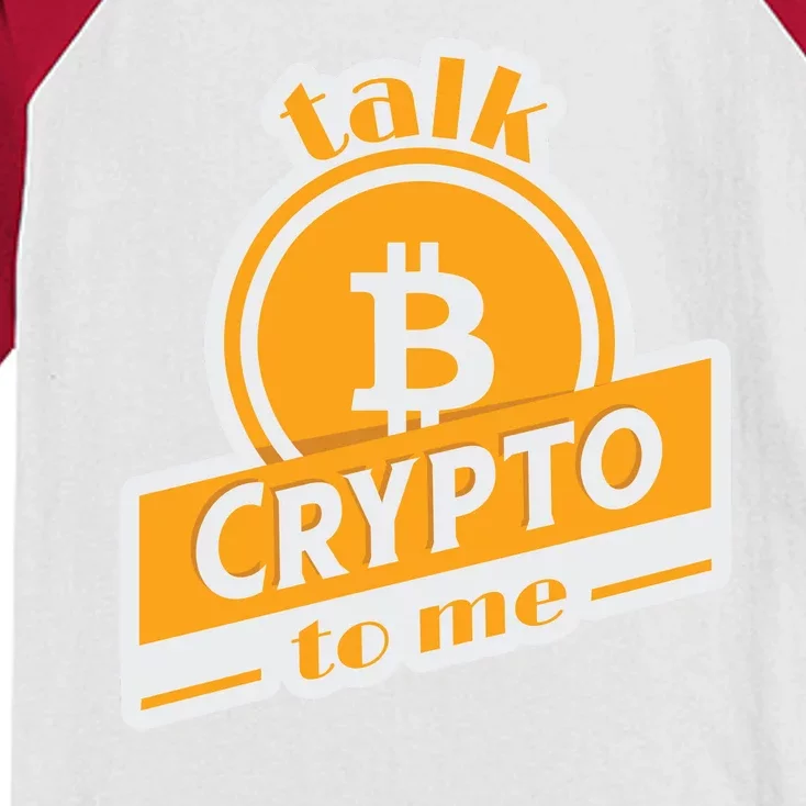 Talk Crypto To Me Bitcoin Kids Colorblock Raglan Jersey