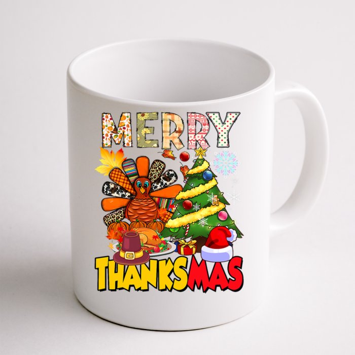 Thanksgiving Christmas Turkey Pine Tree Merry Thanksmas Xmas Front & Back Coffee Mug