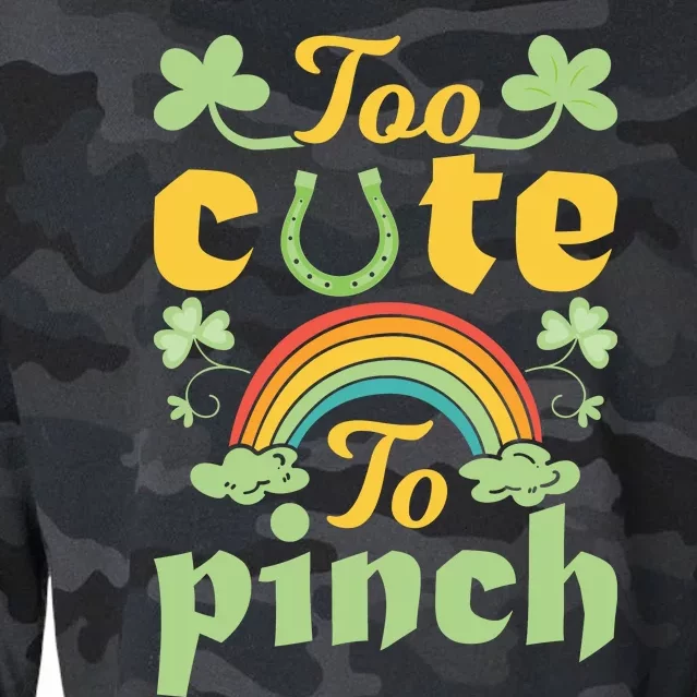 Too Cute To Pinch Funny St Patricks Day Cropped Pullover Crew