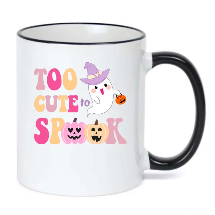 Too Cute To Spook Halloween Groovy Ghost Black Color Changing Mug