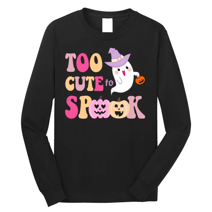 Too Cute To Spook Halloween Groovy Ghost Long Sleeve Shirt