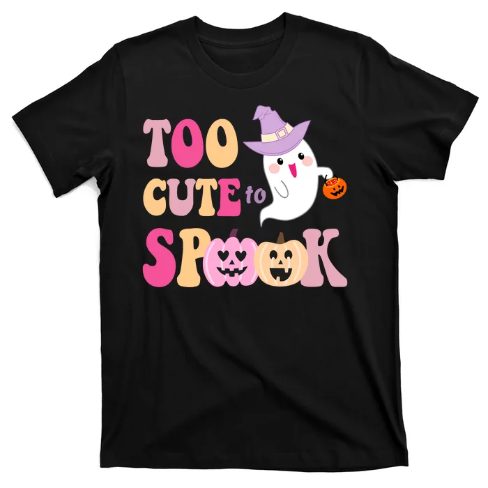 Too Cute To Spook Halloween Groovy Ghost T-Shirt