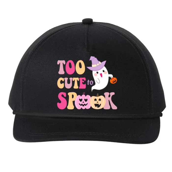 Too Cute To Spook Halloween Groovy Ghost Snapback Five-Panel Rope Hat