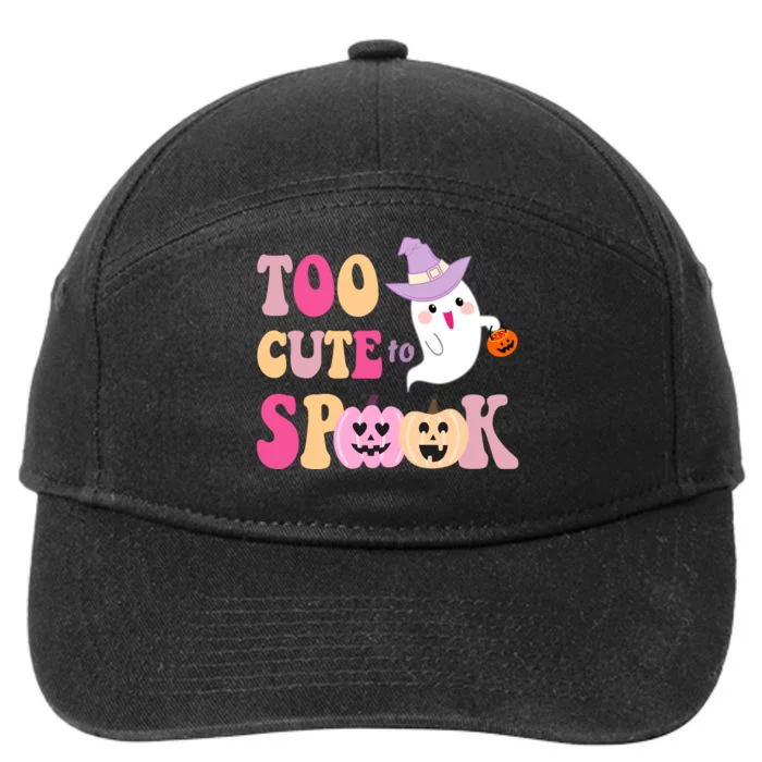 Too Cute To Spook Halloween Groovy Ghost 7-Panel Snapback Hat