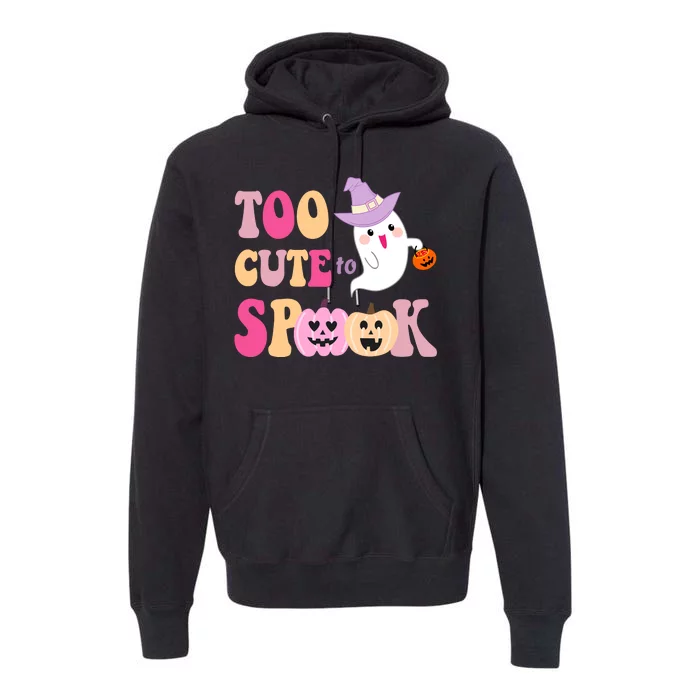 Too Cute To Spook Halloween Groovy Ghost Premium Hoodie