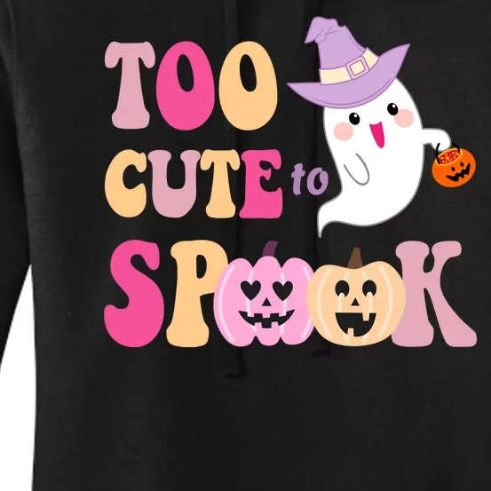 Too Cute To Spook Halloween Groovy Ghost Women's Pullover Hoodie