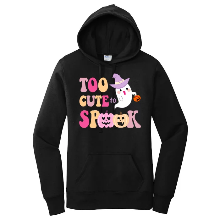 Too Cute To Spook Halloween Groovy Ghost Women's Pullover Hoodie