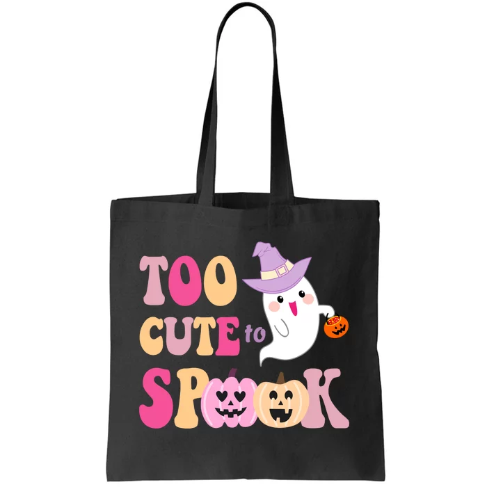 Too Cute To Spook Halloween Groovy Ghost Tote Bag