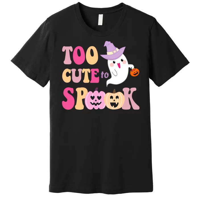 Too Cute To Spook Halloween Groovy Ghost Premium T-Shirt