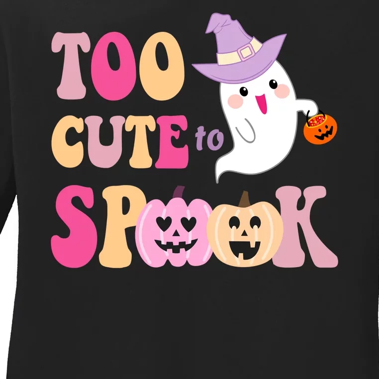 Too Cute To Spook Halloween Groovy Ghost Ladies Long Sleeve Shirt