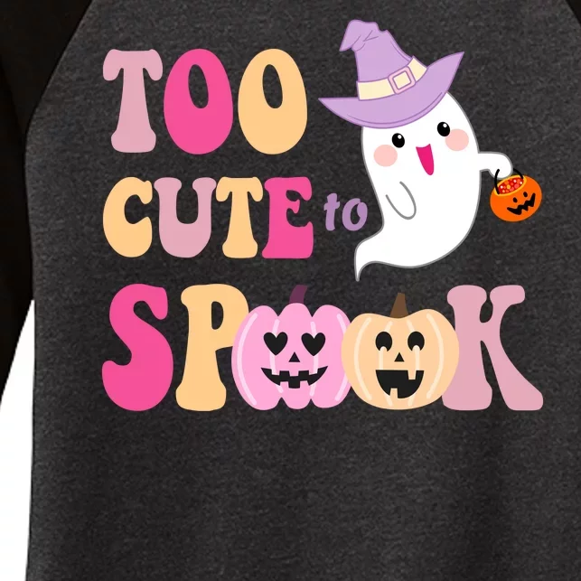 Too Cute To Spook Halloween Groovy Ghost Women's Tri-Blend 3/4-Sleeve Raglan Shirt