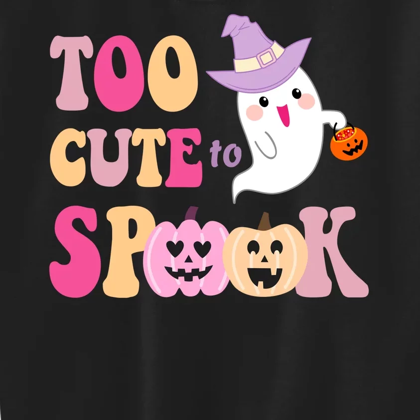 Too Cute To Spook Halloween Groovy Ghost Kids Sweatshirt