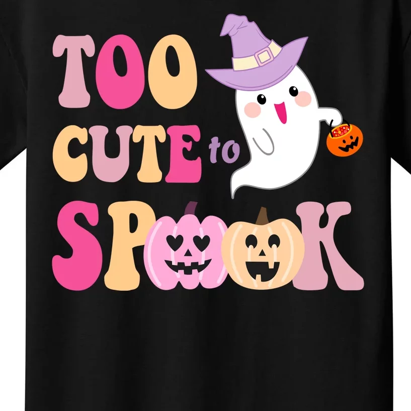 Too Cute To Spook Halloween Groovy Ghost Kids T-Shirt