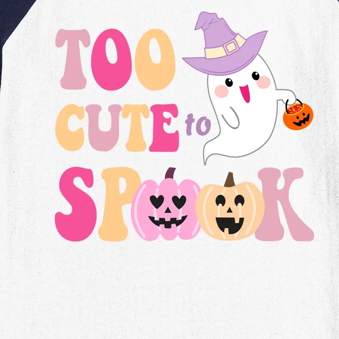 Too Cute To Spook Halloween Groovy Ghost Baseball Sleeve Shirt