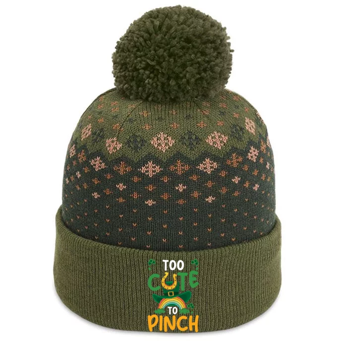 Too Cute To Pinch Funny St Patricks Day The Baniff Cuffed Pom Beanie